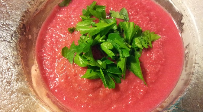 Beetroot, Cauliflower and Fennel soup