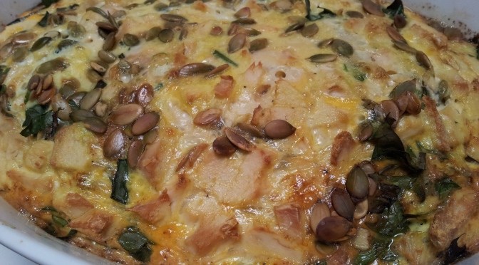 Fritatta with chicken and greens