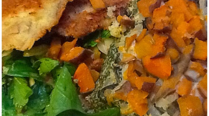 Silverbeet, daikon and sweet potato bake
