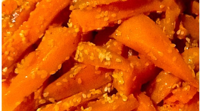Sweet Potato chips with sesame seeds