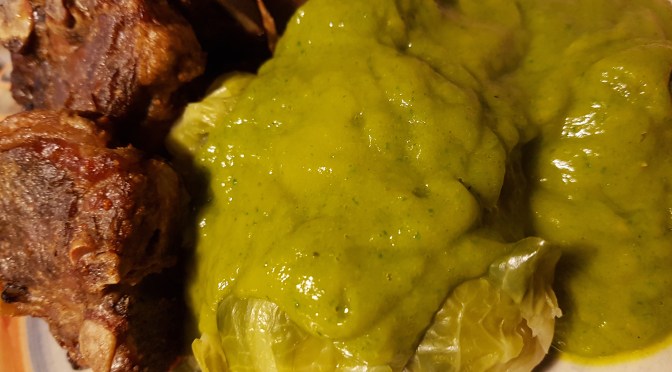 Roasted pumpkin and greens puree